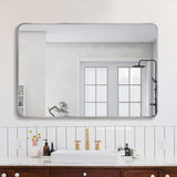 30x40 Silver Metal Framed Rectangular Bathroom Mirror for Wall
