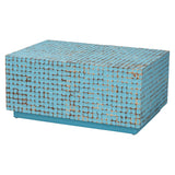 Bohemian Blue Coconut Shell and Acacia Wood Coffee Table