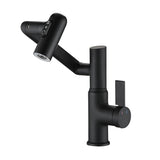 Matte Black Brass Bathroom Sink Faucet 360° Rotary Spray Temperature Display