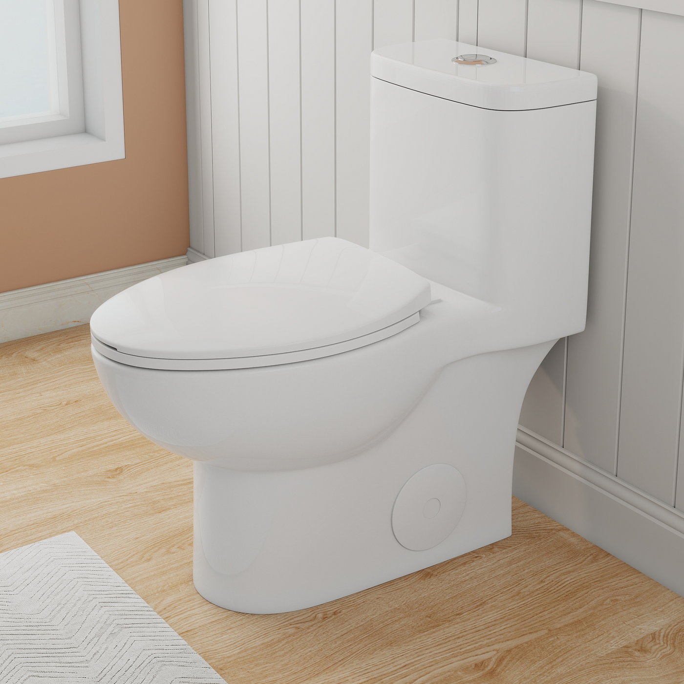ADA Height One-Piece Dual Flush Toilet 1.28/0.8 GPF Rimless Bowl