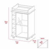 Bar Cart - Espresso - Glass Door Cabinet & 6-Bottle Rack