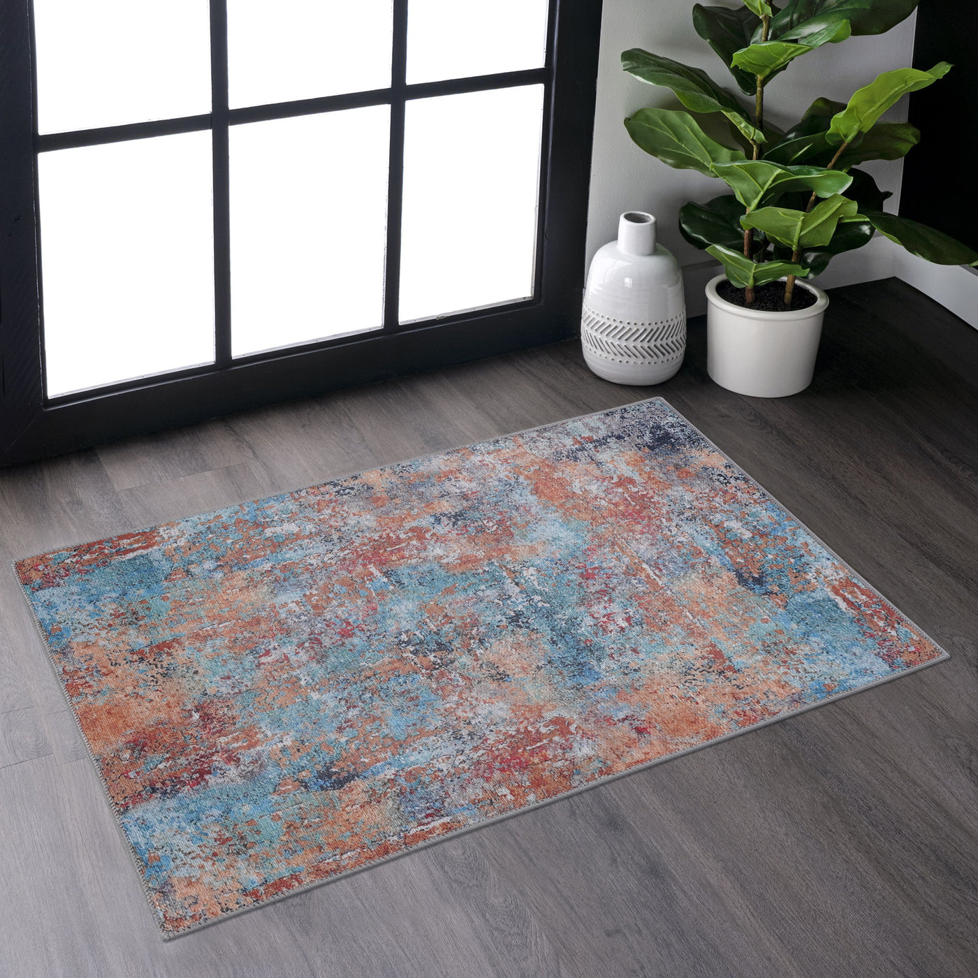 MAVAL Multi Washable Rug 36*24 inch Doormat Rug (Multi, 36*24 inch)