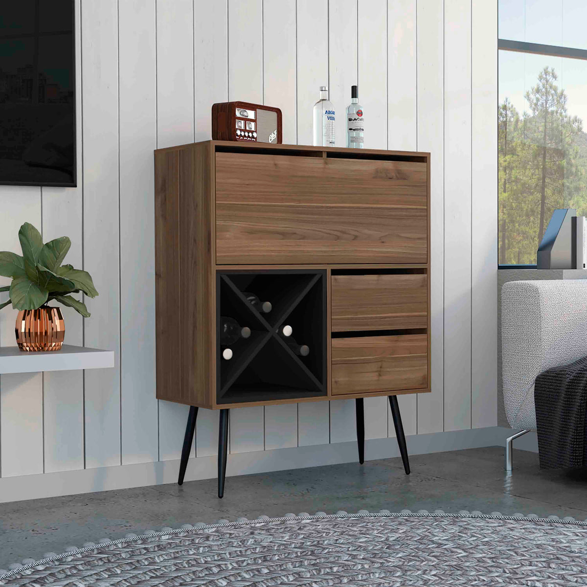 Prunus Bar Cabinet, One Cabinet, Two Drawers