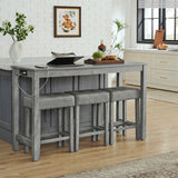 Solid Wood Bar Table Set Grey