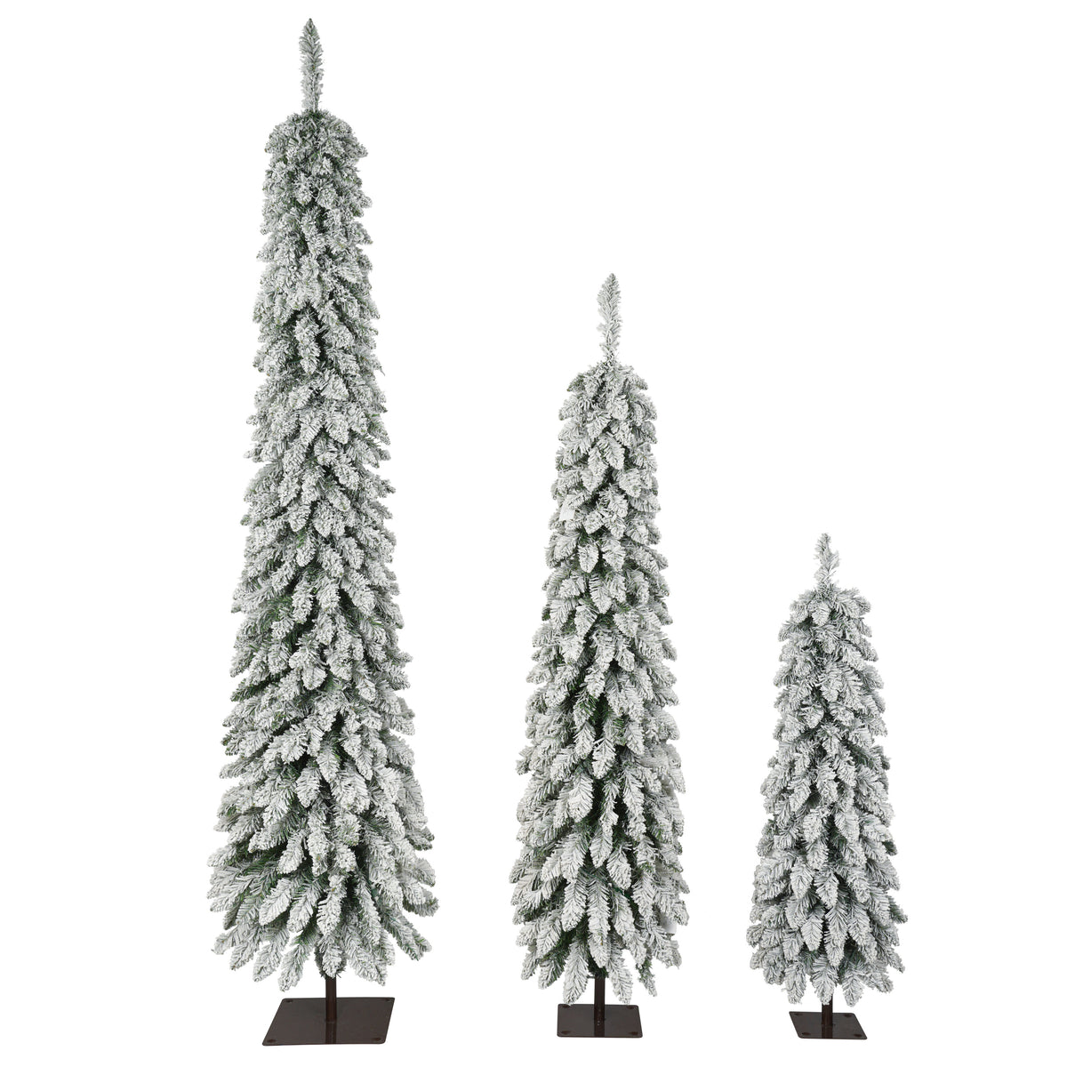 Slim Snow Flocked Pre-Lit Pencil Christmas Tree, 3.9FT/5.9FT/7.9FT with 750 Bran