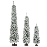 Slim Snow Flocked Pre-Lit Pencil Christmas Tree, 3.9FT/5.9FT/7.9FT with 750 Bran