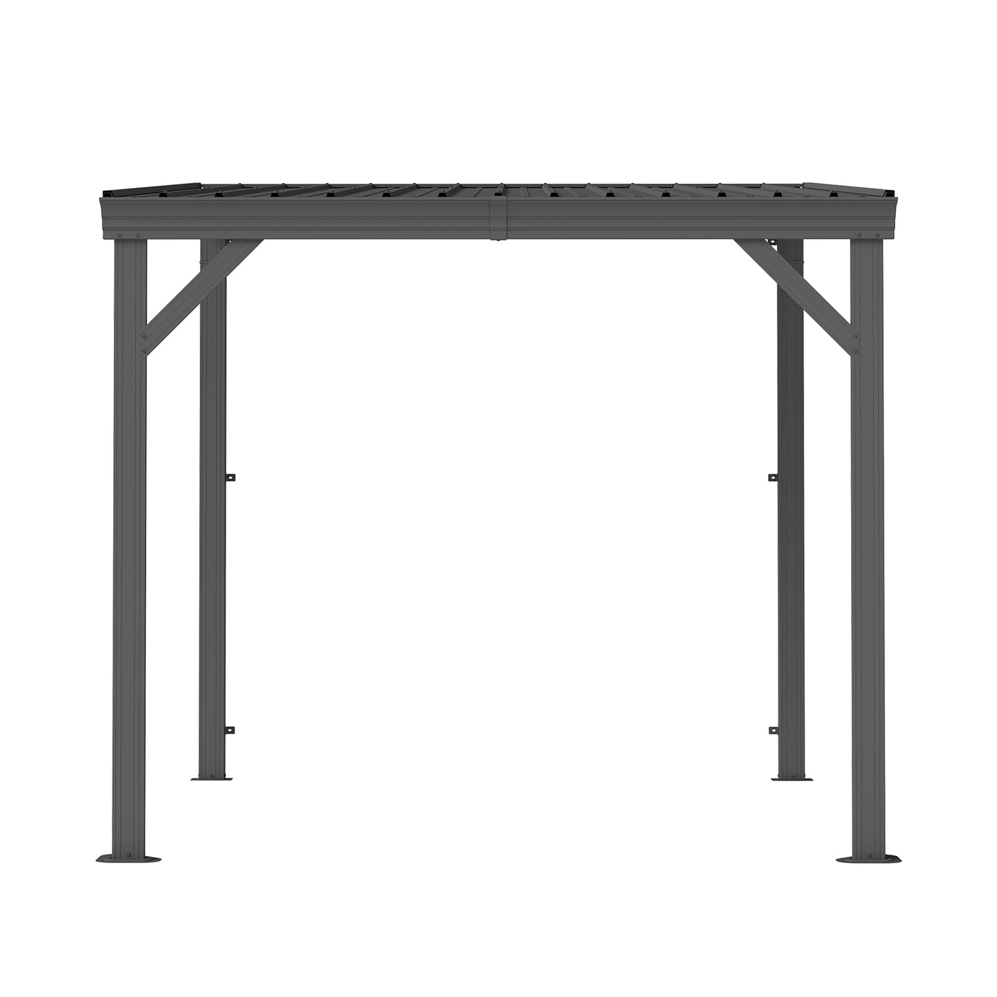 8'x8' Lean-to Gazebo Hardtop Galvanized Steel Gray Patio