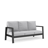 Outdoor Sofa Aluminum Black Light Gray Cushions 3 Seat 75in