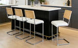 Set of 4 Faux Leather Bar Stool White