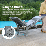 Outdoor Chaise Lounge Chair Plastic Adjustable Recline Gray 43"