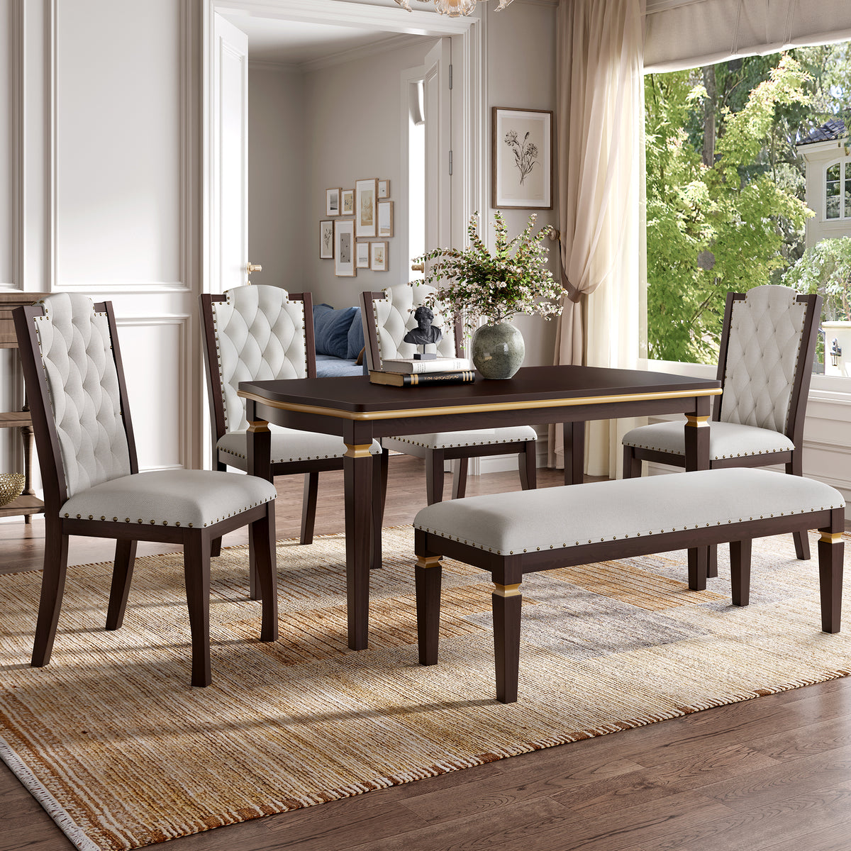 Solid Wood Dining Set Espresso