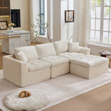 110' L-Shape Modular Sectional Couch with Ottoman