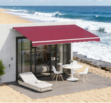 Retractable Patio Awning Manual Crank Aluminum Red 155x96 In UV Block