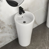 15" Classic White Ceramic Pedestal Sink Bathroom Sink Basin