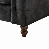 Chesterfield Faux Leather Sofa Black 66 Inch Roll Armrest