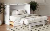 Farmhouse Style Solid Pine Murphy Bed Chest Cube with Charging Station and Storage Drawer, Full, White