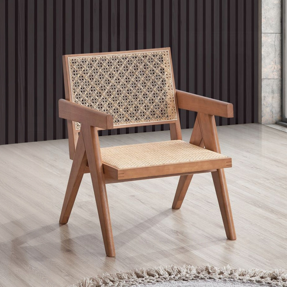 Rattan Accent Chair Mid-Century Modern Natural Finish