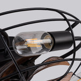 19-inch black wrought-iron cage-style ceiling fan light, featuring remote