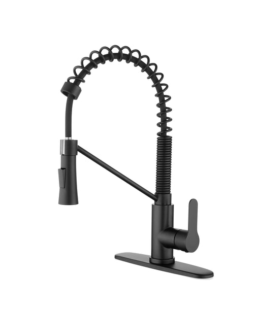 Matte Black Kitchen Faucet Single Handle Pull Down Sprayer