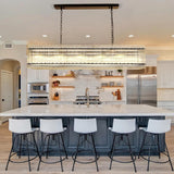 Chandelier Crystal Glass 10-Light Black Modern Rectangular Pendant Dining