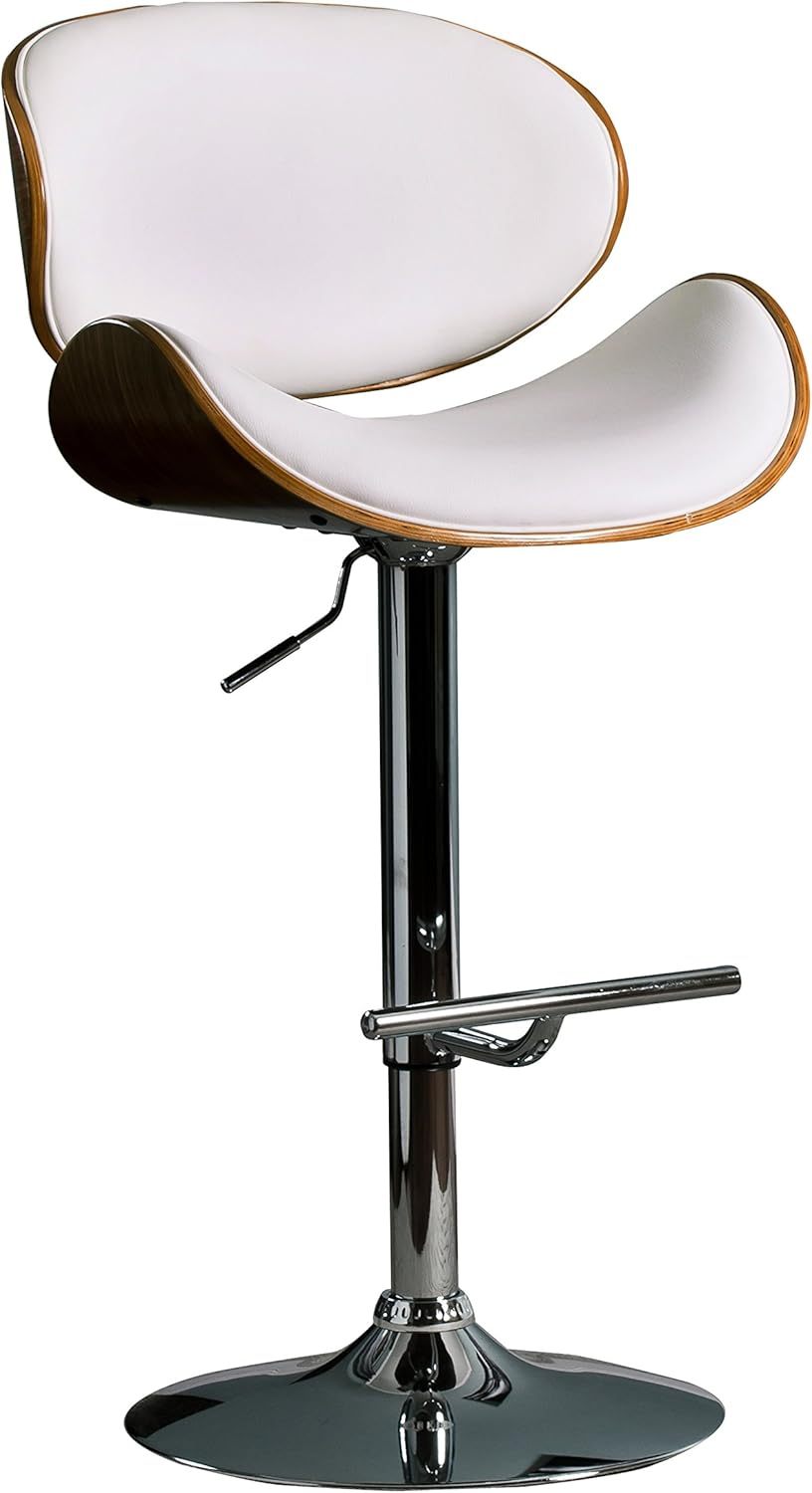 Modern Walnut Bentwood Swivel Bar Stool Adjustable Height