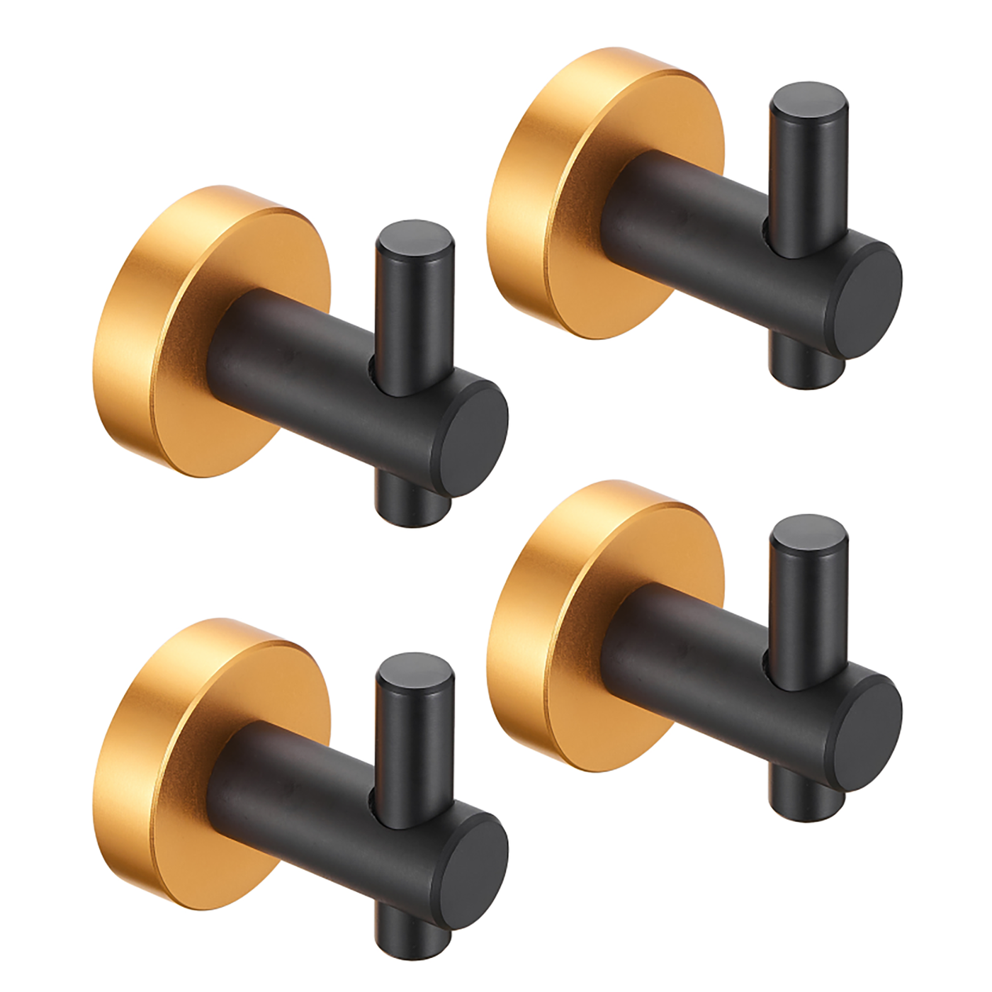 Round Base Wall Hook Black Gold 4 Pack