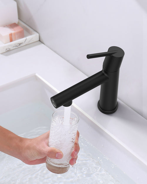 Matte Black Single Handle Bathroom Faucet 1/3 Hole Deck Mount