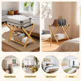 Folding Bamboo Luggage Rack 29×28×3 Inch, Foldable Suitcase Stand
