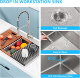 33 x 22 Drop In Stainless Steel Workstation Sink