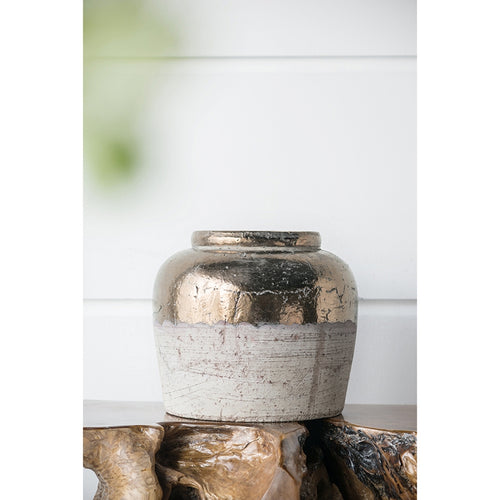 13x13x11 Round Sienna Brown Ceramic Accent Vase