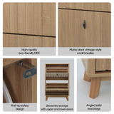 23.6" Oak Entryway Shoe Cabinet Flip-Down Storage Freestanding