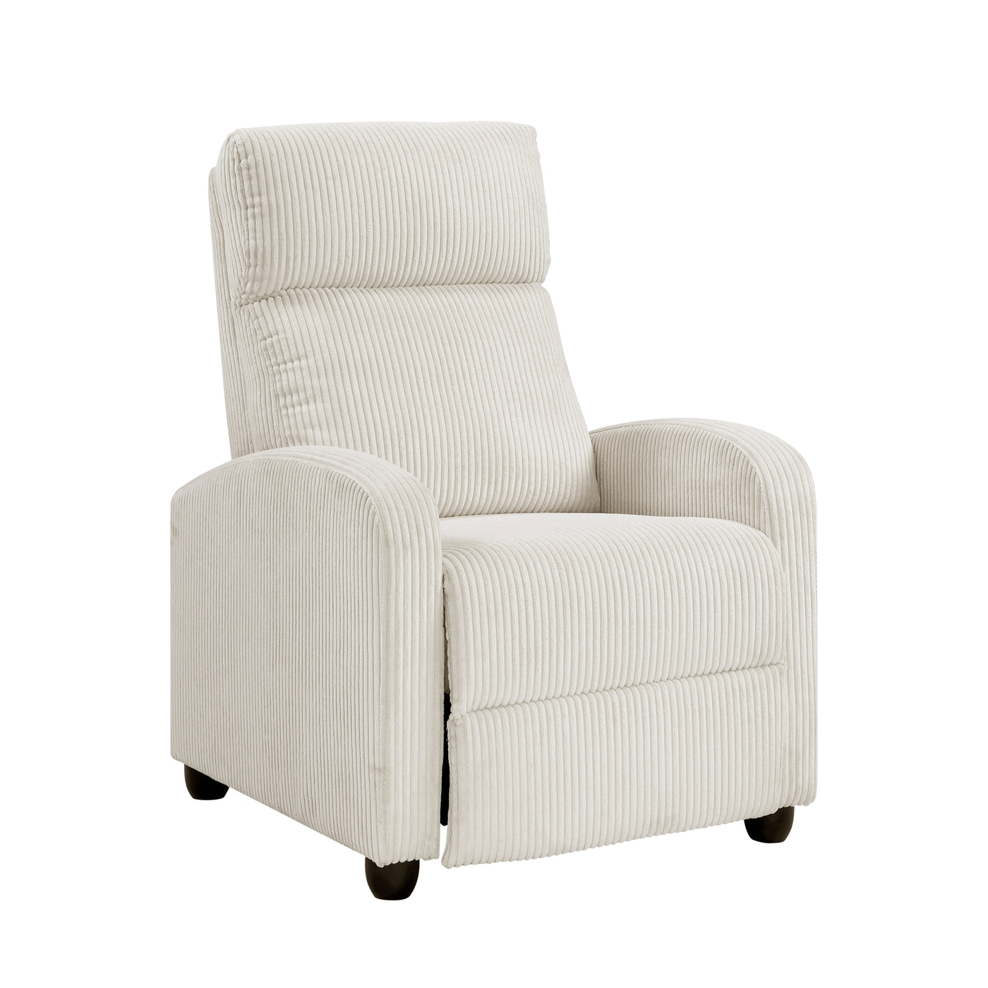 Beige Corduroy Push Back Recliner Chair Solid Wood