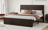 Queen Pine Platform Bed Brown