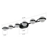 LED Vanity Light - 6-Light - Crystal Sand Acrylic Shades - Black - 43"