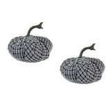Set of 2 Chenille Weighted Pumpkin Ornaments, 6.5"x6.5"x6"H Gray