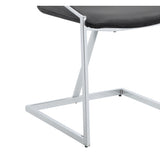Side Chair Set of 2 - Gray Velvet - Chrome Finish - Openwork Back