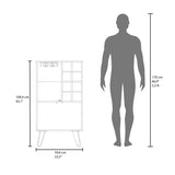 Bar Cabinet - White Washed Oak - 2 Doors & 9 Shelves - 43.1"H