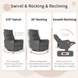 Velvet Recliner Swivel Power Dark Gray