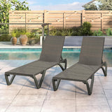 Set of 2 Wicker Chaise Lounge Chairs with Wheels Outdoor Patio