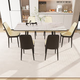 47'-63' expandable dining table set for 2-6 people, equipped with PU fabric