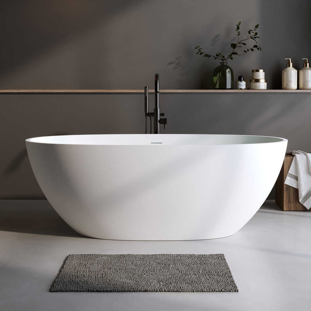55″Solid Surface Matte Tub, Solid Surface Soaking Tub