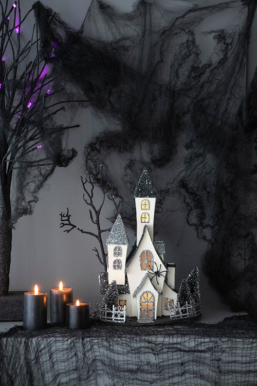 Lighted Haunted House Cardboard Tabletop Halloween Decor 10x8.3x13.5