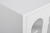 White Metal Double Door Shoe Cabinet 31.49"x13.77"x46.45