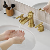 8" Widespread Nickel Gold Bathroom Sink Faucet Double Lever