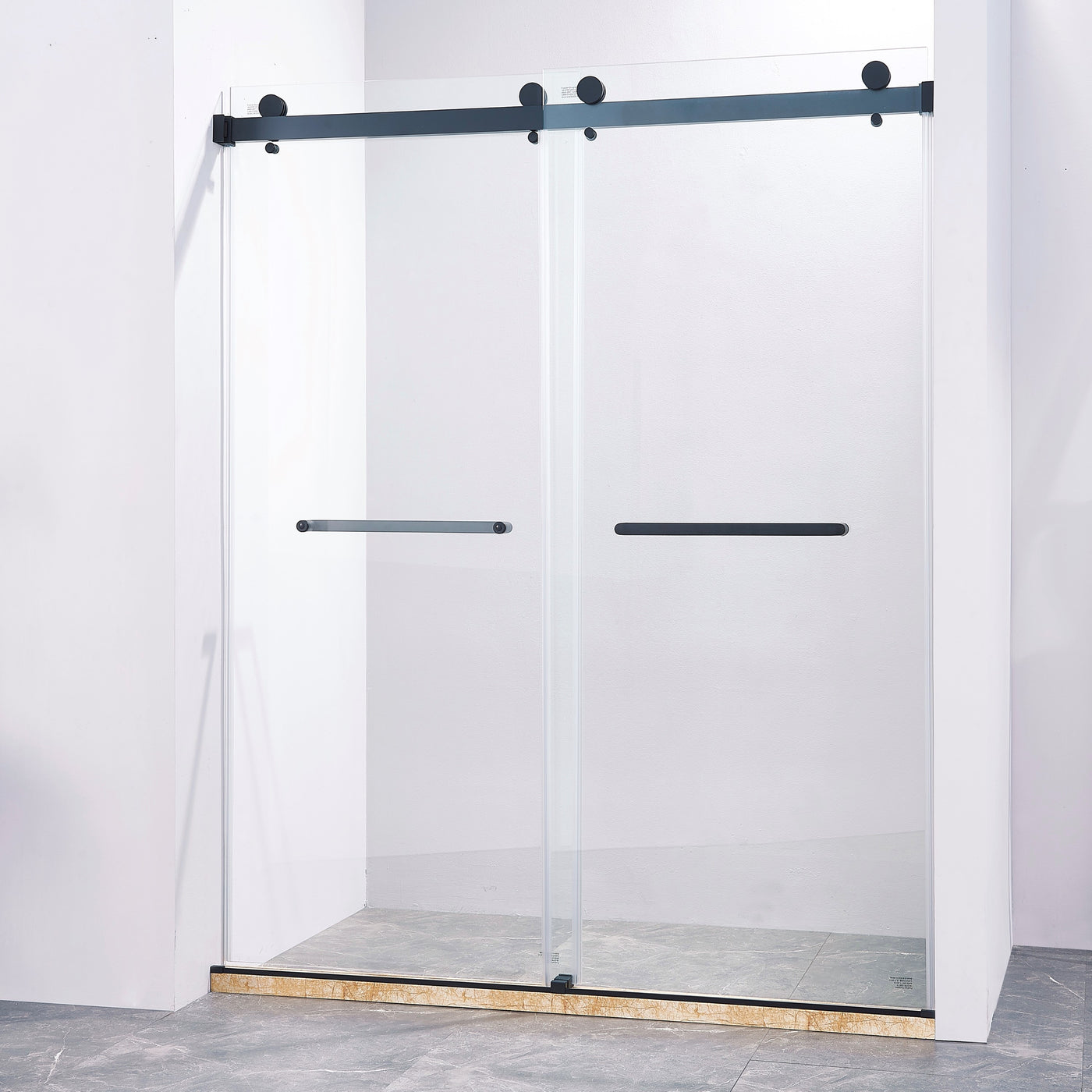 Frameless Double Sliding Shower Door 56-60"W x 75"H Matte Black