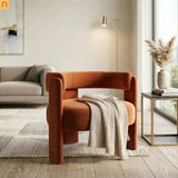 Accent Chair Mid-Century Velvet Orange Tapered Wood Legs 300 lb 31in