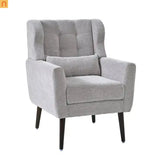 Accent Chair Modern Chenille Gray Rubberwood Waist Pillow 275 lb 28in