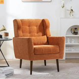 Accent Chair Modern Chenille Orange Rubberwood Waist Pillow 275 lb 28in