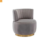 Accent Chair Barrel Swivel Velvet Gray 360 Degree 300 lb 25in