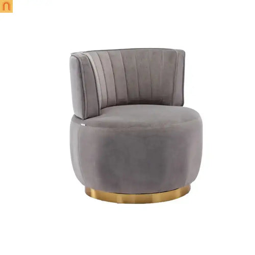 Accent Chair Barrel Swivel Velvet Gray 360 Degree 300 lb 25in
